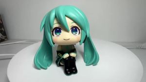 Bandai | 8cm Q Version Hatsune Miku Anime Figure - Sitting Doll Collectible Cute Desktop Home Car Ornament Model Gift
