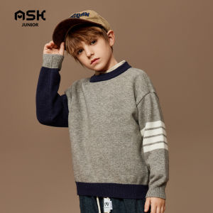 Ask Junior | Color Block Academic Style Thickening Warm Kids Knitwear