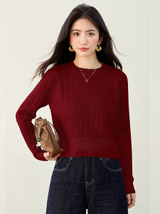 เสื้อสเวตเตอร์คอตั้งเอวสูงสำหรับผู้หญิง 2025 ฤดูใบไม้ร่วง/ฤดูหนาว เสื้อชั้นในหนา ทรงเข้ารูป ปกกลม สำหรับผู้หญิง ขนาดเล็ก เสื้อสเวตเตอร์ถัก