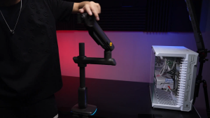 NB Ergonomic Monitor Arm for 32 to 60 inch Flat Ultrawide Curved Computer ScreenHeavy Duty RGB Gaming Monitor Arm Mount Stand 49 inchMax load 20kgC-clamp Grommet Installation VESA 75/100mm