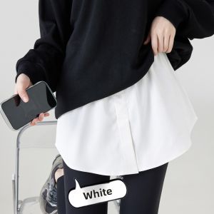 Miiow | Womens White Sweatshirt Bottoming Shark Pants Autumn Winter Butt Covering Fake Two-Piece Cotton Pure Color Versatile A-Line Skirt