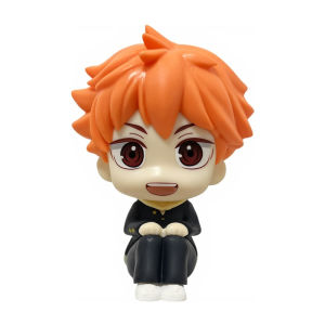 Bandai | 10cm Volleyball Youth Anime Character Mini Handmade Hinata Shoyo Yingshan Feixiong Trendy Play Doll Cute Car Desktop Decoration