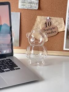 Cartoon Bear Shaped Coffee Mug Cute Bear Mug Glass Cup With Straw Transparent Creative Milk Coffee Water Cups