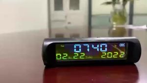 TPMS Look Solar Car Digital Clock with LCD Time Date In-Car Temperature Display for Outdoor Personal Car Part Decoration