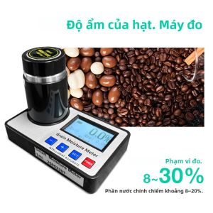 Máy Đo Độ Ẩm Ngũ Cốc Thông Minh 19 Loại 8-30% Cốc Đo Máy Đo Độ Ẩm Màn Hình Hiển Thị Kỹ Thuật Số Cà Phê Hạt Ca Cao Máy Đo Độ Ẩm