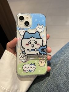 เคสโทรศัพท์รูปคู่รัก Acrylic ดูดซับแม่เหล็กพร้อมขาตั้ง ขอบนิ่ม ลายการ์ตูน ดีไซน์สร้างสรรค์ ดีไซน์ Apple 15 pro