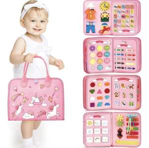 (SG Ready) Montessori Quiet Toy Book (Unicorn Pink and Dino Blue)