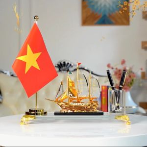 [THUYỀN BUỒM] Hộp Đựng Bút Doanh Nhân Thuyền Thuận Buồm Chất Liệu Đồng Mạ Vàng và Pha Lê Hộp Bút Để Bàn Ống Đựng Bút