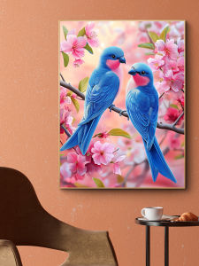 2025 Đồ Thêu Ngọc Trai Mới Có Khung Độ Khó Cao Dành Cho Bé Gái Đồ Thủ Công DIY Phòng Ngủ Hình Chim Xanh Đồ Thêu Chữ Thập