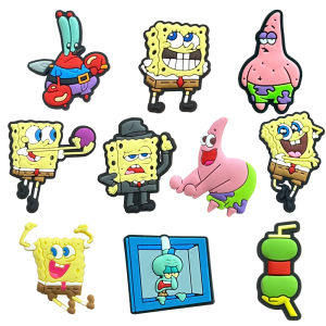 Potdemiel | 10-42PCS SpongeBob SquarePants Patrick Star Gary Shoe Charm Mix Wholesale PVC Decoration DIY Detachable Waterproof To Xmas Gift