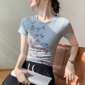 GEBEISHANG | Fashion Graffiti Regular Fit Round Neck Short Sleeve T-shirt