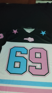 JERSEY CASUAL BLUE AND PINK STAR 69 / JERSEY VINTAGE / JERSEY BASEBALL