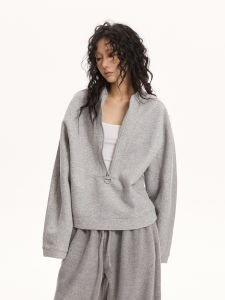 Áo Nỉ Có Khóa Kéo Cổ Cao Dáng Rộng Cho Nữ VATTY Pure Color Casual Style Streetwear Spring 2025 Cotton Polyester