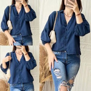 KEMEJA SLIM CROP WANITA POLOS / BAJU ATASAN WANITA CROP / PAKAIAN WANITA