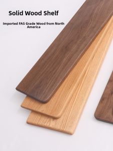 Red Oak Wood Black Walnut Solid Wood Shelf Wall Mounted Storage Rack Simple Modern Style for Living Room Bedroom Kitchen