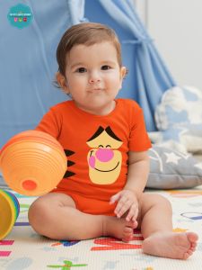 Baby Character Onesies with Name Back Print  - Tiger