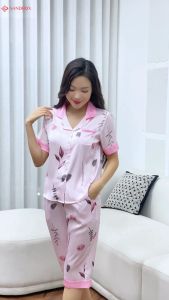 Đồ Bộ Nữ SANDBOX Pijama Lửng Chất Lụa Latin Nhật Cao Cấp Áo Cộc Tay Quần Lửng Họa Tiết Tinh Tế - BLL26005