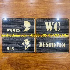 Biển báo nhà vệ sinh nam nữ chất liệu mica in uv siêu bền sang trọng KT12x22cm
