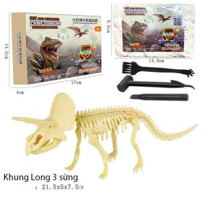 Hàng sẳn Đồ chơi đào thạch cao khảo cổ tìm xương hỏa thạch khung long truy tim kho báu khủng long bạo chúaKhủng Long Bay Khủng Long 3 sừng.