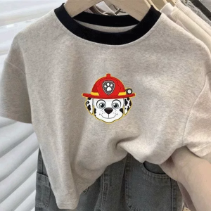 Letter Print Cotton Loose Fit T-Shirts for Boys and Girls