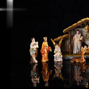 Hislaves Nativity Scene Set Stable Resin Christmas Manger Figurines for Home Decor Holiday Tabletop Display Gifts