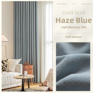 YIJIAREN | Color Block Cocofun Light Luxury Sun Blocking Curtains Chennile Plush Leaves