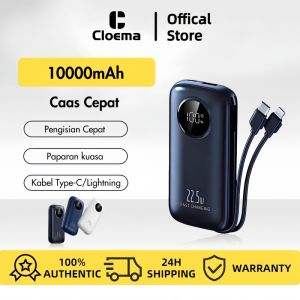Cloema Portable Powerbank10000mah 22.5W Fast Charging Built in 2 Cable Type-C Lightning Usb Port Round and Smooth Feel Mini exquisite