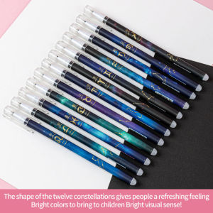12pcs/set Constellation Pattern Erasable Gel Pen 0.5mm Black Ink