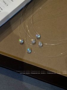 Fairy Tale Mermaid Tear Necklace Womens Luxury Sparkling Diamond Invisible Fishing Line Clavicle Chain Atmosphere Accessory