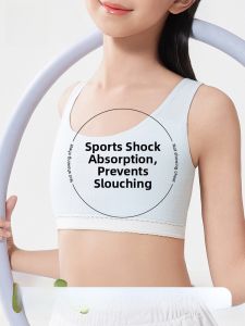 Miiow | Modale Sports Bra For Girls In Development Period Anti Shock Antibacterial Underwear Vest Style Fixed Strap Full Cup Cartoon Pattern