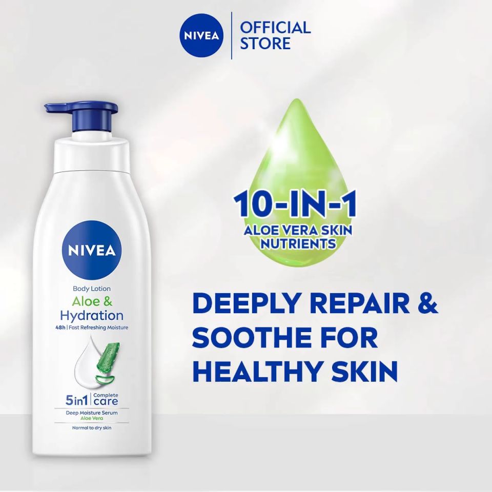 [BUY 2 FREE 1] NIVEA Body Lotion - Aloe & Hydration (400ml x 3) | Natural | Aloe Vera | Fresh | Anti Odour (Losen Badan)