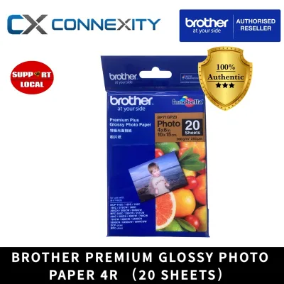 Brother Premium Plus Glossy Photo Paper BP71GP20 (4R) - 20 Sheets Per Pack l 4x6in l 10 x 15cm l Everyday Use l Brother Photo Paper l Glossy Photo Paper l Photo Paper For Brother Printers l Vibrant Glossy Paper l Photo Paper Brother l Photo Paper 4R