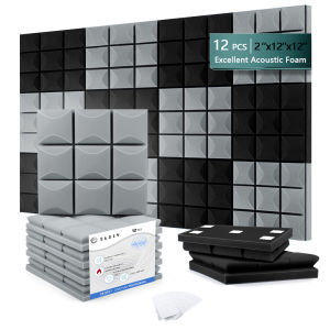 Acoustic Sound-Absorbing Foam 12-Piece Mushroom-Head Design High-Density Sound-Absorbing Wall Panels for Noise Reduction and So