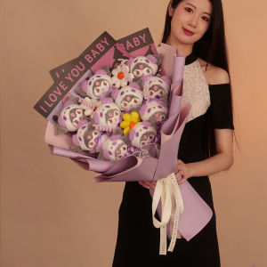 Kurumi Birthday Gift Cute Plush Toy Doll Bouquet Handheld Flower for Girlfriend Female Friend Practical Creative Present