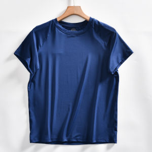 Finn Quick Drying ความยืดหยุ่นสูงสีทึบผู้ชายฤดูร้อนรอบคอกีฬาฟิตเนสเสื้อยืดแขนสั้น