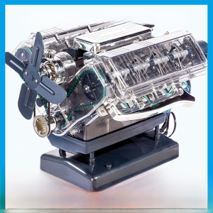 Mini V8 Engine Model Simulation Eight-Cylinder Toy Engine DIY Assembly Car Gift Plastic Electric Toys for Men and Women Neutral