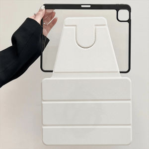 360-Degree Rotating 3-Fold Case for Samsung Galaxy Tab S9 S10 FE A9 A11 S7 S8 Plus Tablet Minimalist Pure White Versatile Style