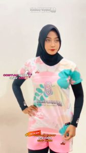 Jersey Voli Cewek Stelan Fullprint Kaos Voli Cewek Satu Set