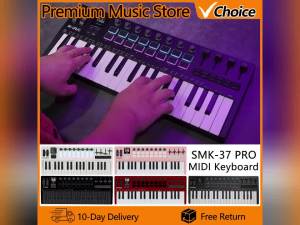 M-VAVE | M-VAVE MIDl Keyboard SMK-37PRO Bulid-in Synthesizer MIDI Controller Portable Keyboard with 16 RGB Pads 8 Knobs Supports Software