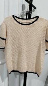 Atasan Wanita Dewasa Import Rajut Knit Polosan List Warna Kerah Karet Model Terbaru