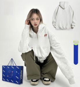 เสื้อแจ็คเก็ตคาร์ดิแกนมีฮู้ดแบบมีซิปสำหรับคู่รัก ทรงหลวม ผ้าฝ้ายผสมโพลีเอสเตอร์ ปกติ ฤดูใบไม้ผลิและฤดูใบไม้ร่วง สำหรับผู้ชาย