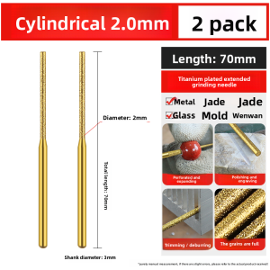 MONLEYTA | Titanium Coated Tile Drilling Needle Extra Long Sharp Cylinder Jade Polishing Tool Marble Grinding Sharpener For Ceramics