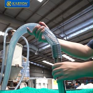 Karyon® PVC Spring Hose - Steel Wire Reinforced Flexible & Transparent Hose for liquids Chemicals powders and More