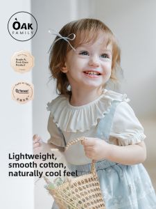 OAK FAMILY | Baby Girls Modal Cotton Short Sleeve T-shirt Doll Collar Summer New Arrival Breathable Comfortable Pure Color Spring Autumn