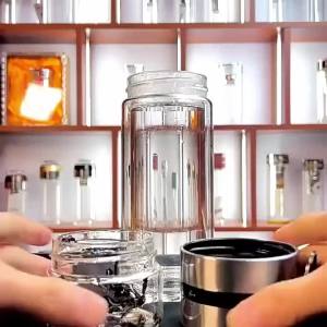 1pc Leakproof Double-Wall Insulated Glass Tea Soaking Bottle with Water Separation Compartment 350ml/450ml/500ml Reusable Travel