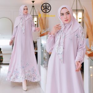 SATU SET GAMIS POLOS WANITA FREE HIJAB BAHAN ARMANY SILK MOTIF BUNGA-GAMIS LEBARAN SIMPLE MEWAH DAN ELEGAN TERBARU 2024