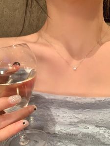 999 Pure Silver Nose Stud Necklace Womens Luxury Non-Fading High-End Sensation Autumn Winter Clavicle Chain Gift