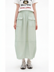 Cotton Blend Outdoor Workwear High Waist Loose Cocoon Skirt