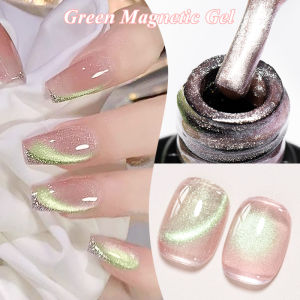 Green Cat Magnetic Gel Nail Polish Ultra Shine Holographic Glitter Semi Permanant Soak Off UV LED Gel Varnish Nail Supplies DIY