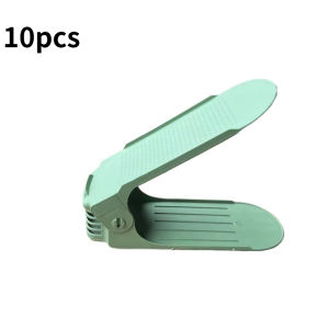 10Pcs 4 Gears Adjustable Shoe Stacker Shoe Slots Organizer Shoe Slots Space Saving Saver Household Durable Double Deck Shoe Rack